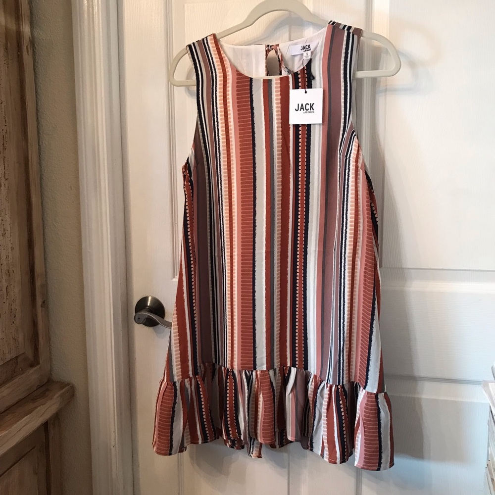 Jack by BB Dakota Rust, White & Black Striped Mini Dress